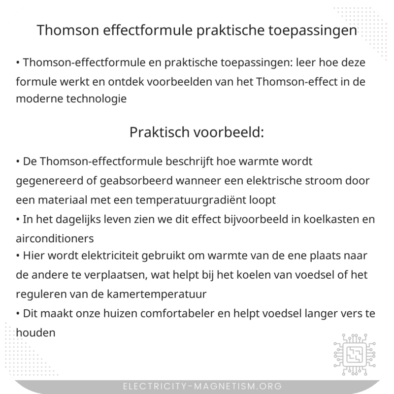 Thomson-effectformule | Praktische Toepassingen
