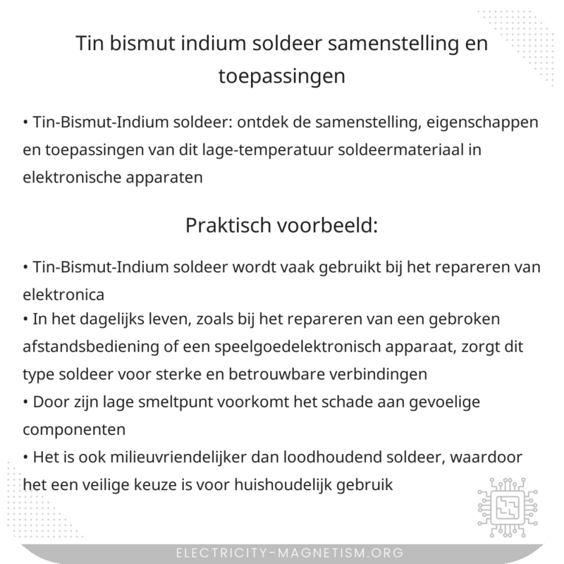 Tin-Bismut-Indium Soldeer | Samenstelling en Toepassingen