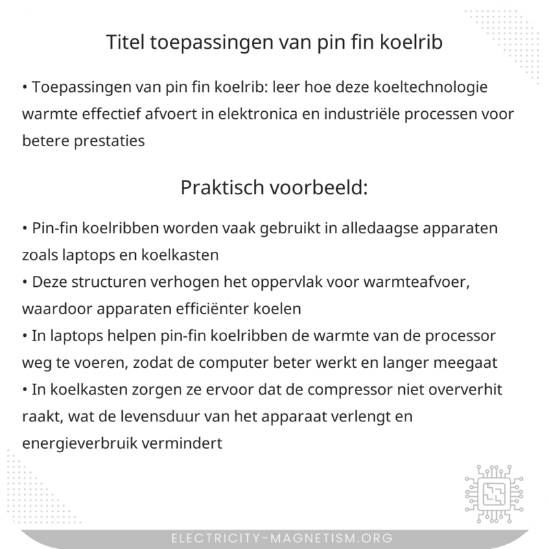 Titel: Toepassingen Van Pin Fin Koelrib