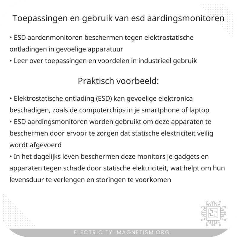 Toepassingen en Gebruik van ESD Aardingsmonitoren