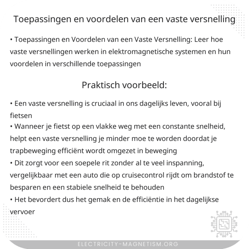 Toepassingen en Voordelen van een Vaste Versnelling