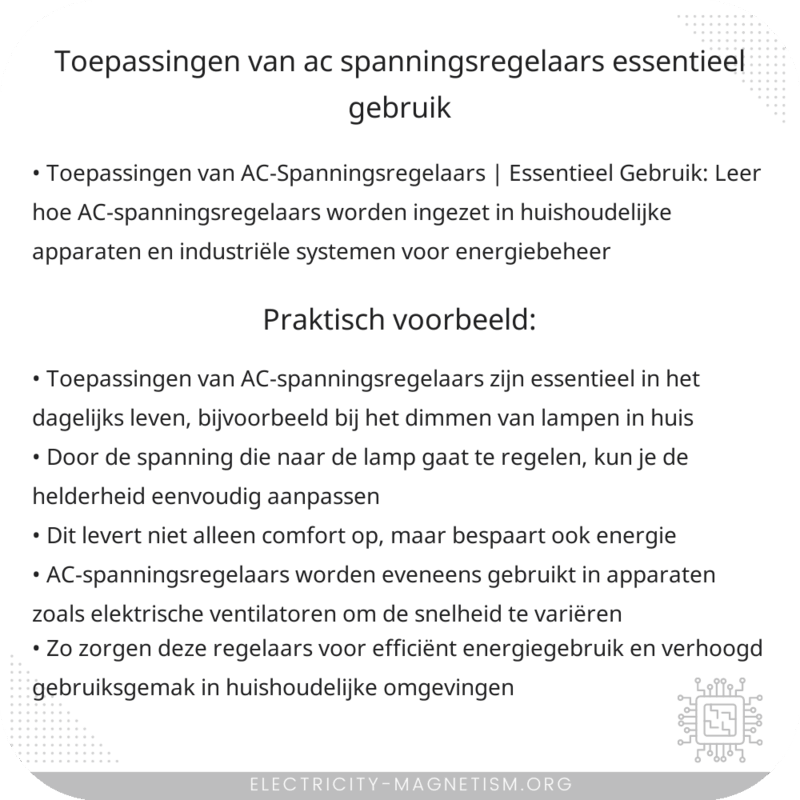 Toepassingen van AC-Spanningsregelaars | Essentieel Gebruik