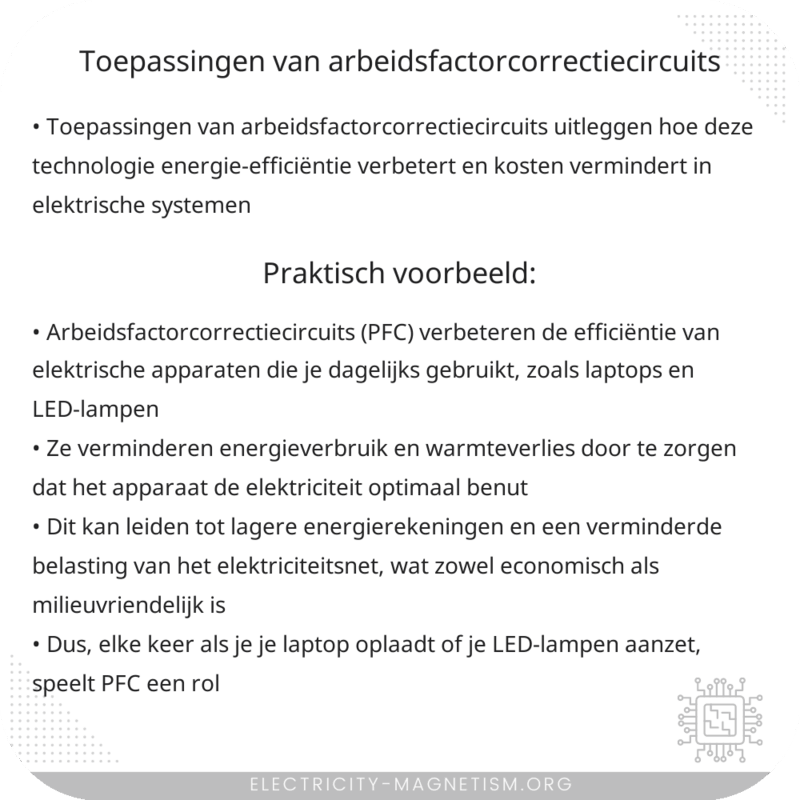 Toepassingen van arbeidsfactorcorrectiecircuits