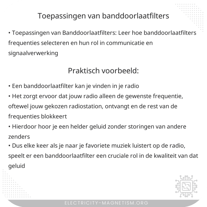 Toepassingen van Banddoorlaatfilters