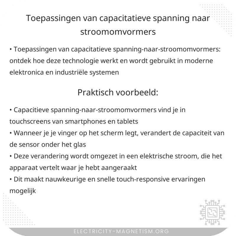 Toepassingen van Capacitatieve Spanning-naar-Stroomomvormers