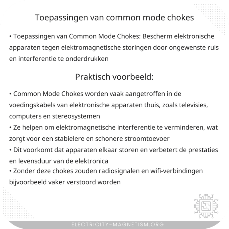 Toepassingen van Common Mode Chokes