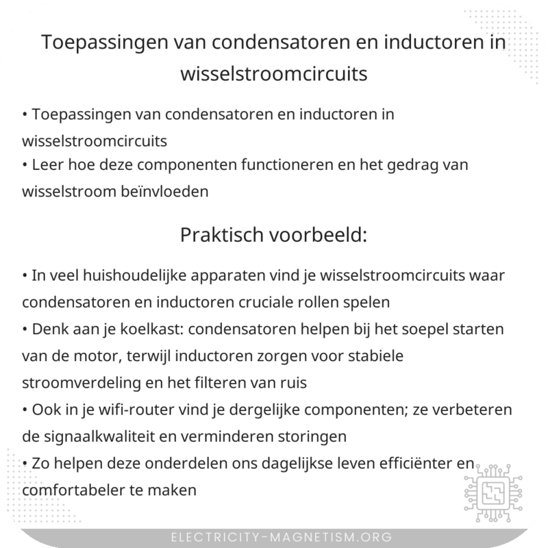Toepassingen van condensatoren en inductoren in wisselstroomcircuits