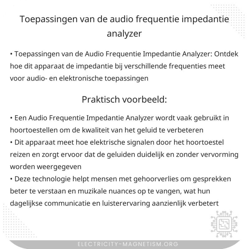 Toepassingen van de Audio Frequentie Impedantie Analyzer