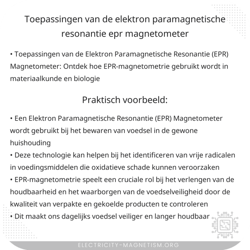 Toepassingen van de Elektron Paramagnetische Resonantie (EPR) Magnetometer