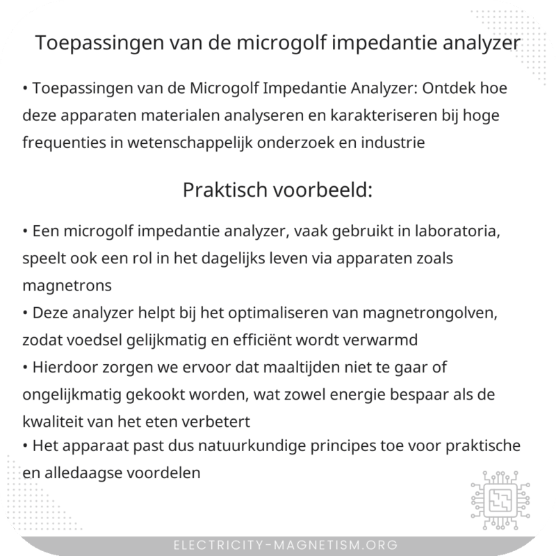 Toepassingen van de Microgolf Impedantie Analyzer