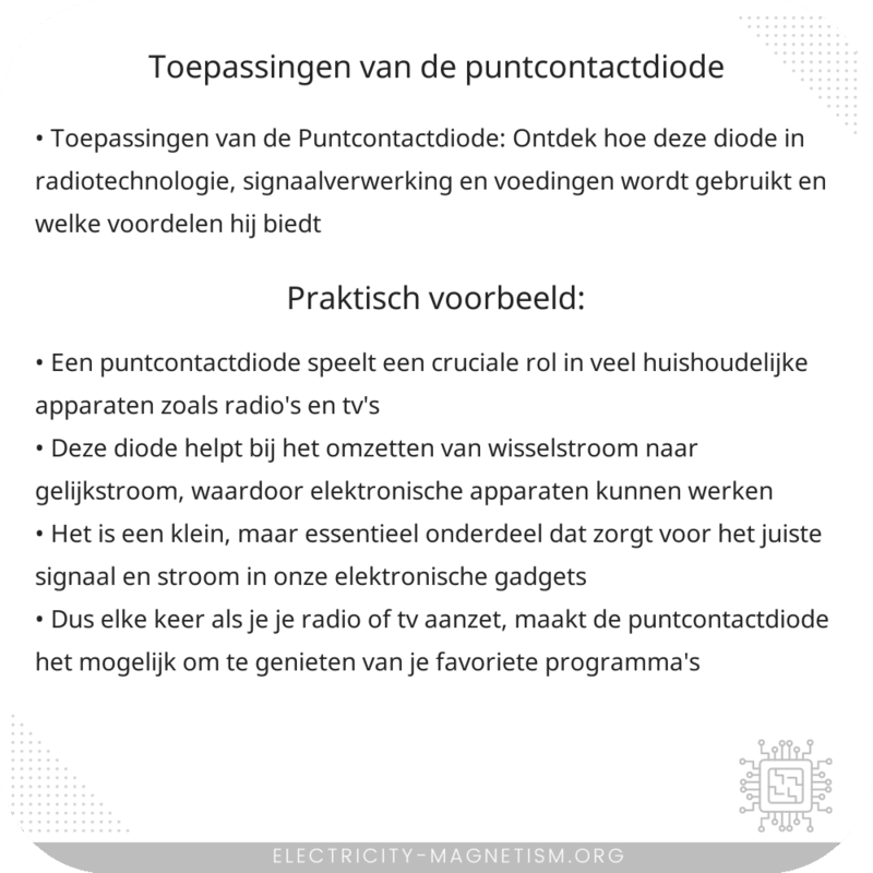 Toepassingen van de Puntcontactdiode