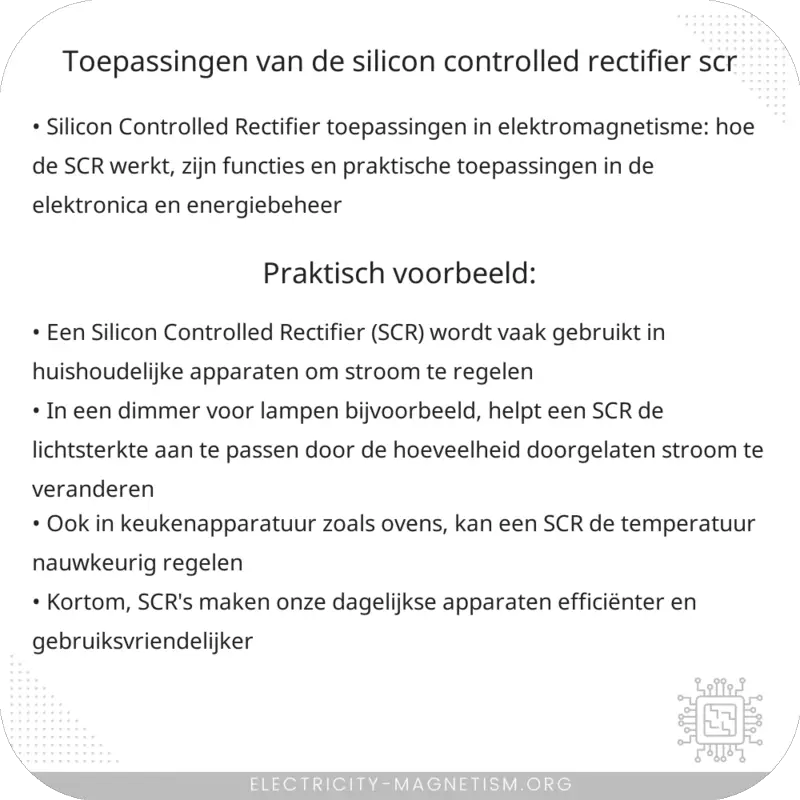 Toepassingen van de Silicon Controlled Rectifier (SCR)