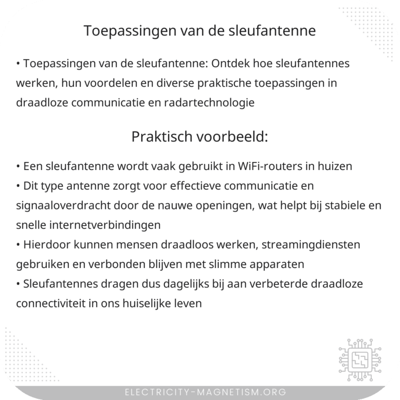 Toepassingen van de Sleufantenne