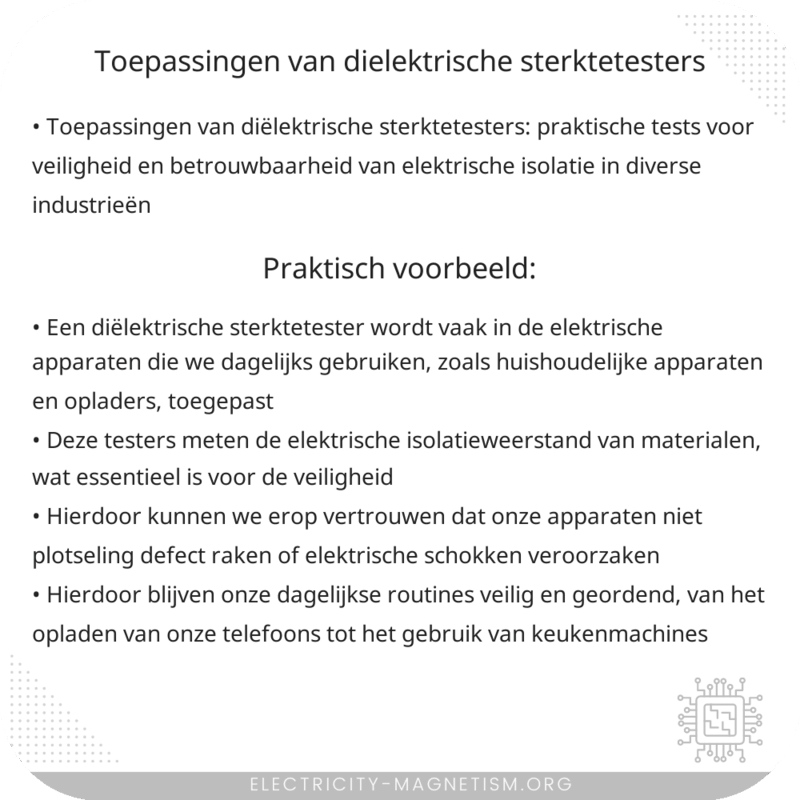 Toepassingen van Diëlektrische Sterktetesters