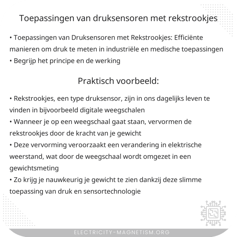 Toepassingen van Druksensoren met Rekstrookjes