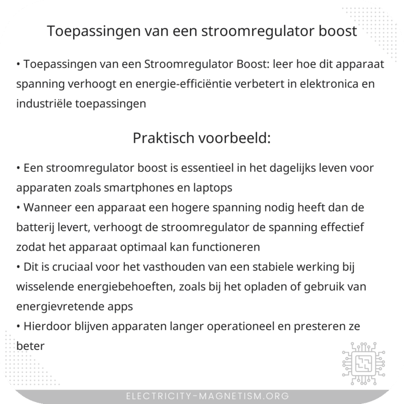 Toepassingen van een Stroomregulator Boost