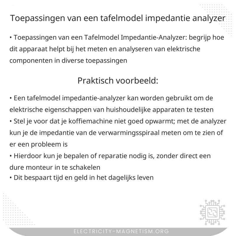 Toepassingen van een Tafelmodel Impedantie-Analyzer