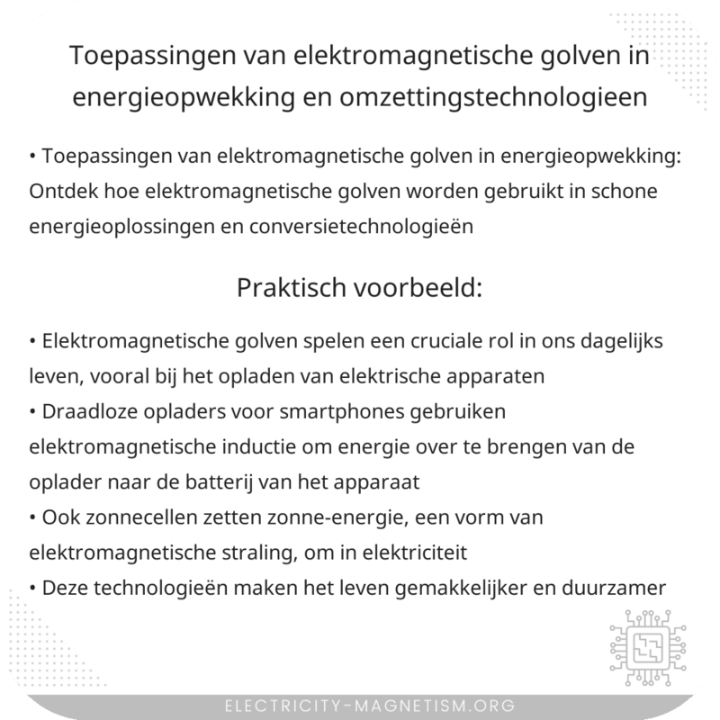 Toepassingen van elektromagnetische golven in energieopwekking en omzettingstechnologieën
