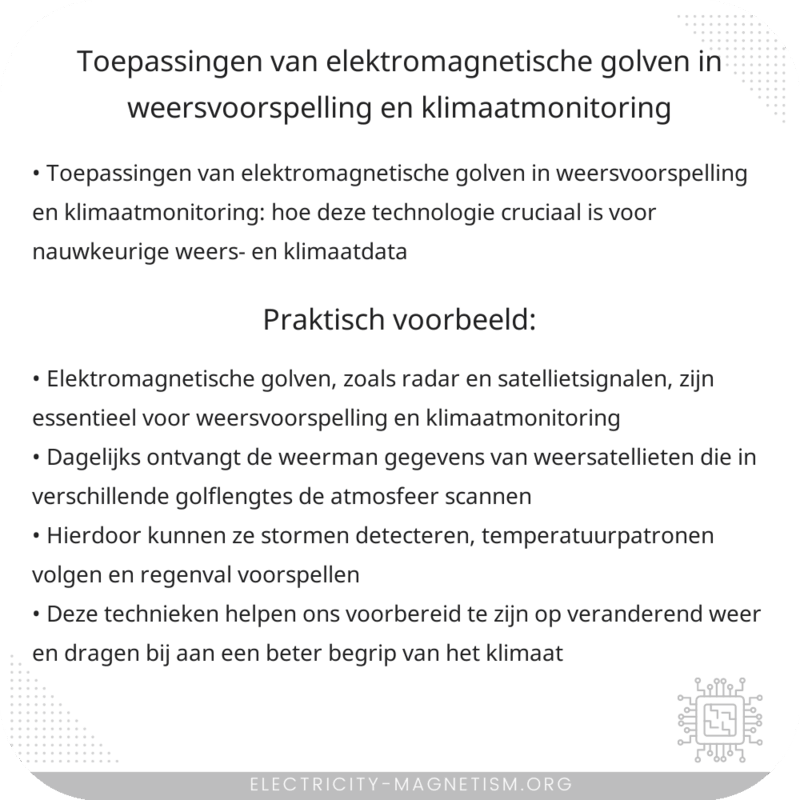 Toepassingen van elektromagnetische golven in weersvoorspelling en klimaatmonitoring