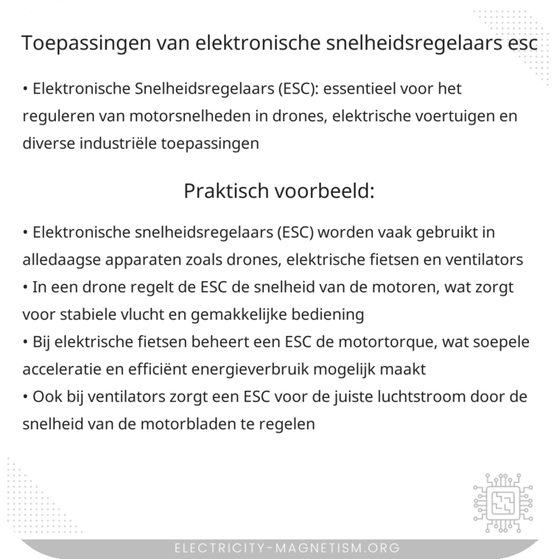 Toepassingen van Elektronische Snelheidsregelaars (ESC)