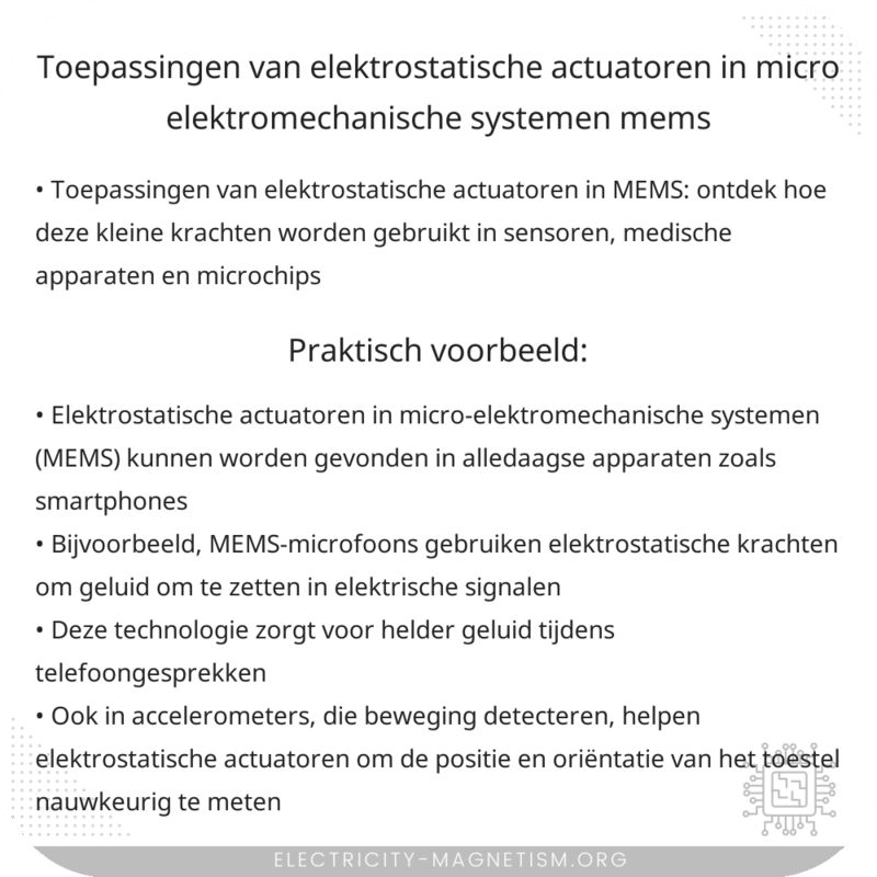 Toepassingen van elektrostatische actuatoren in micro-elektromechanische systemen (MEMS)