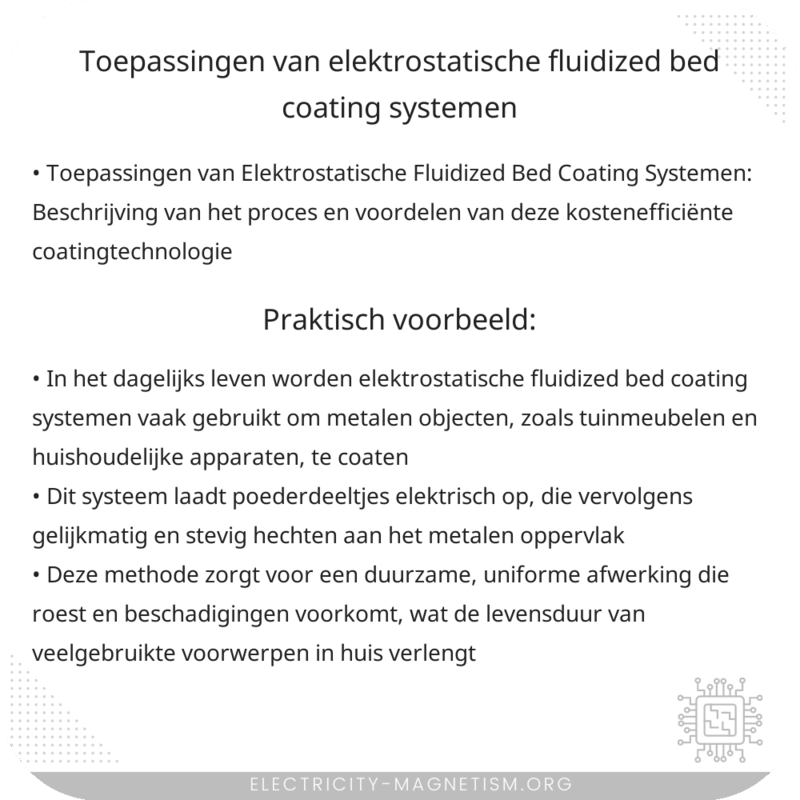 Toepassingen van Elektrostatische Fluidized Bed Coating Systemen