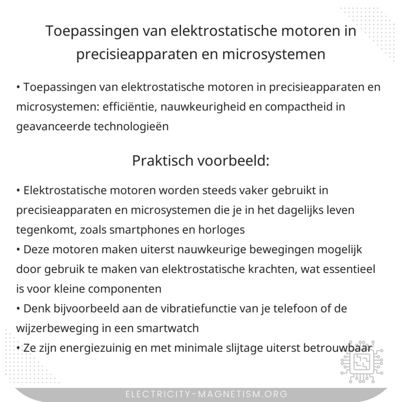 Toepassingen van elektrostatische motoren in precisieapparaten en microsystemen