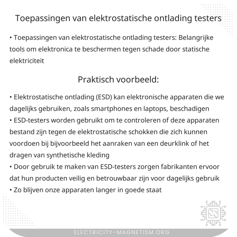 Toepassingen van Elektrostatische Ontlading Testers