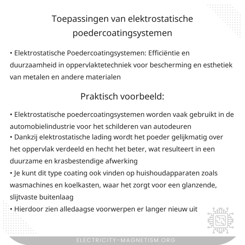 Toepassingen van Elektrostatische Poedercoatingsystemen