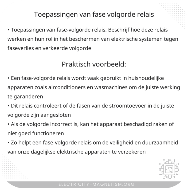 Toepassingen van fase-volgorde relais