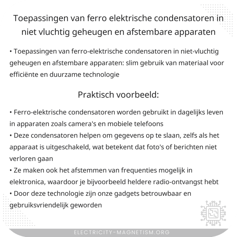 Toepassingen van ferro-elektrische condensatoren in niet-vluchtig geheugen en afstembare apparaten