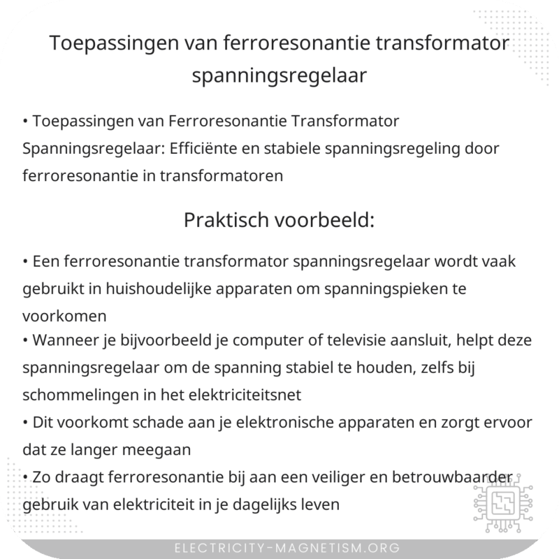 Toepassingen van Ferroresonantie Transformator Spanningsregelaar