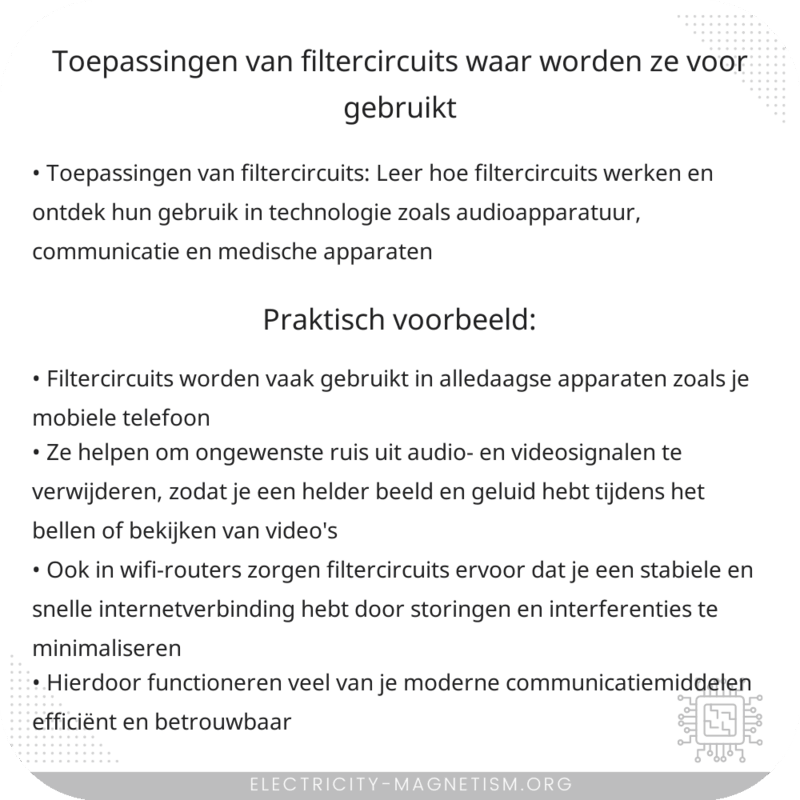 Toepassingen van filtercircuits: Waar worden ze voor gebruikt?