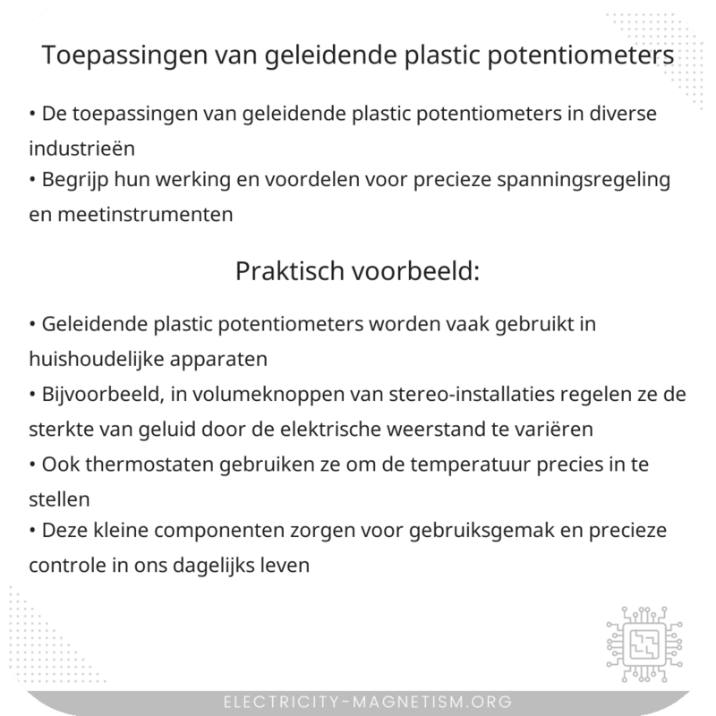 Toepassingen van Geleidende Plastic Potentiometers