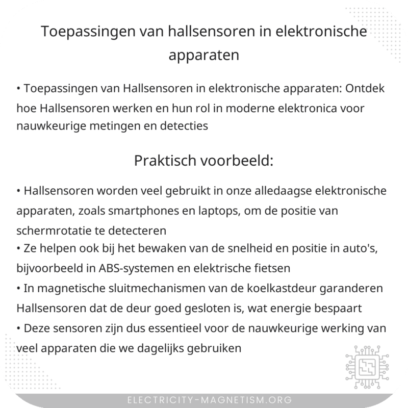 Toepassingen van Hallsensoren in elektronische apparaten