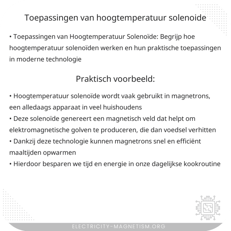 Toepassingen van Hoogtemperatuur Solenoïde