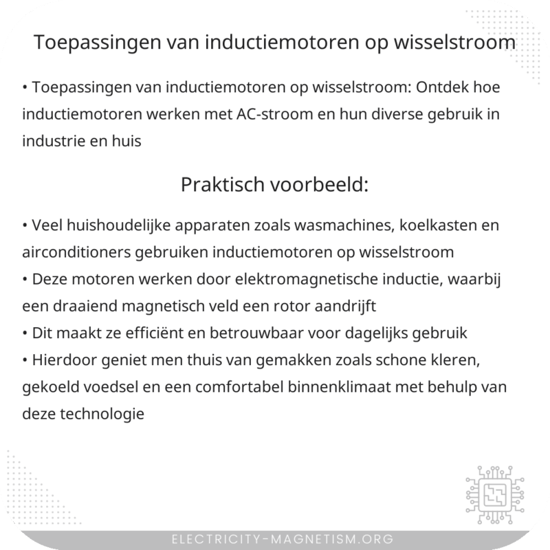 Toepassingen van inductiemotoren op wisselstroom