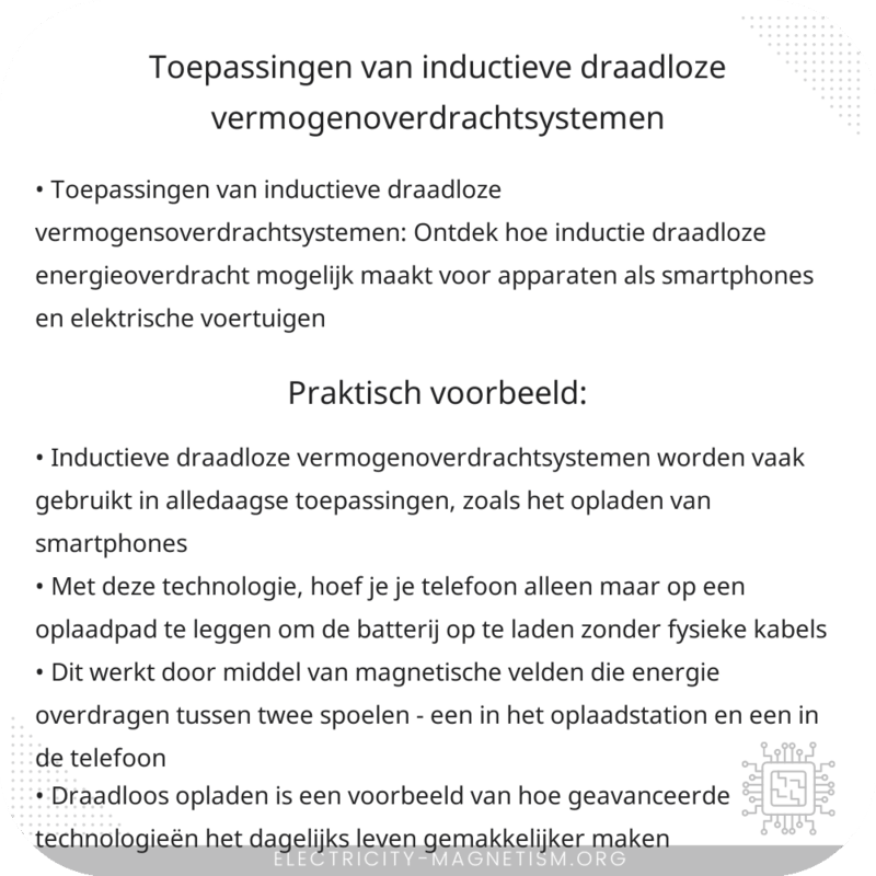 Toepassingen van Inductieve Draadloze Vermogenoverdrachtsystemen