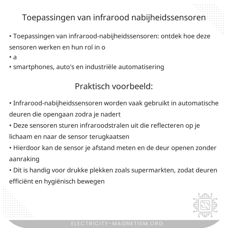 Toepassingen van Infrarood-Nabijheidssensoren