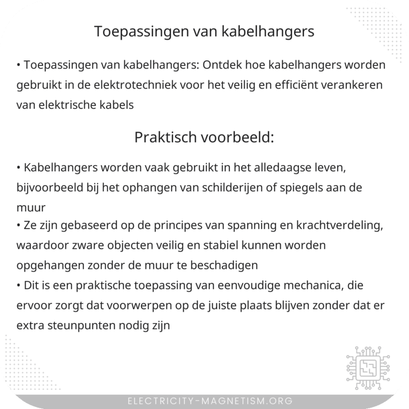 Toepassingen van Kabelhangers