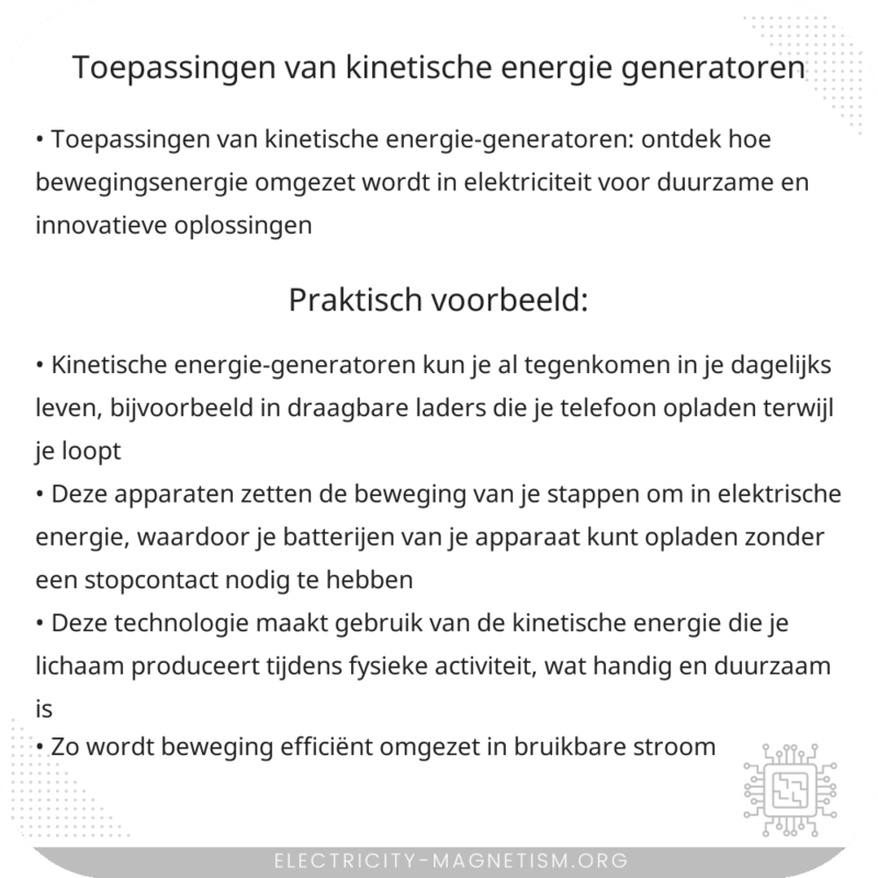 Toepassingen van Kinetische Energie-Generatoren