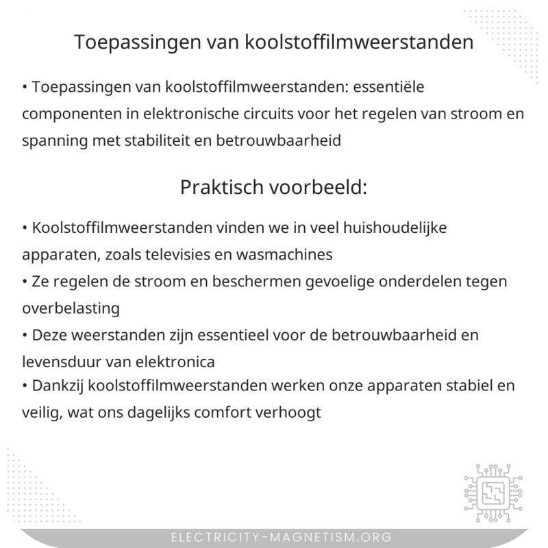 Toepassingen van Koolstoffilmweerstanden