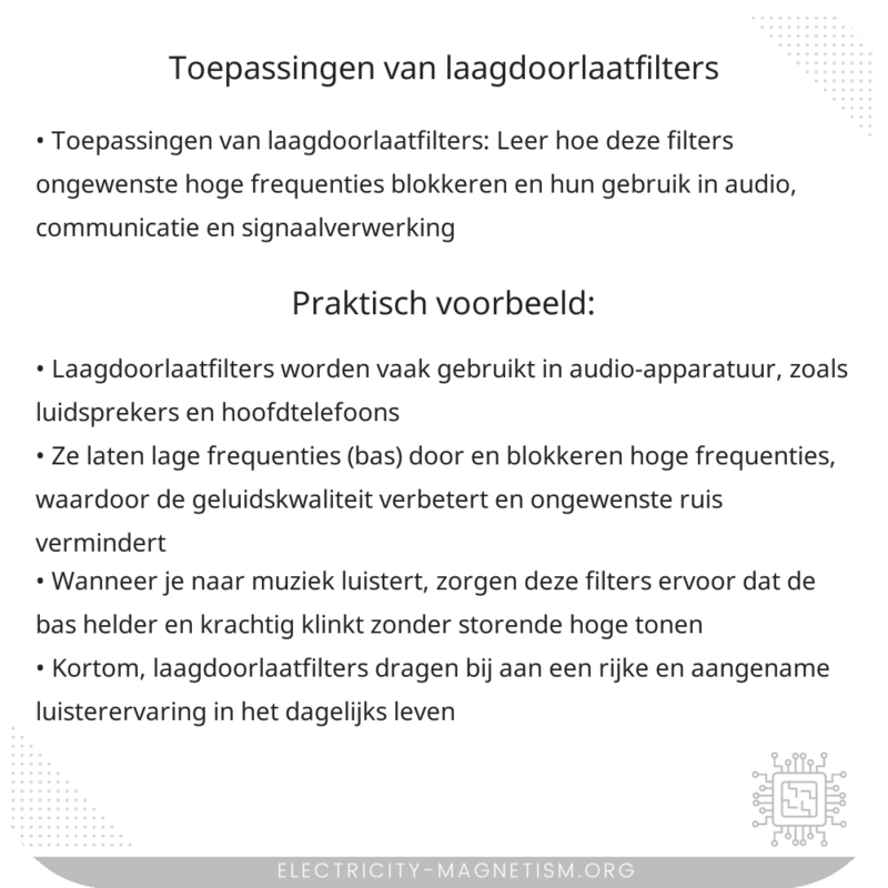 Toepassingen van Laagdoorlaatfilters
