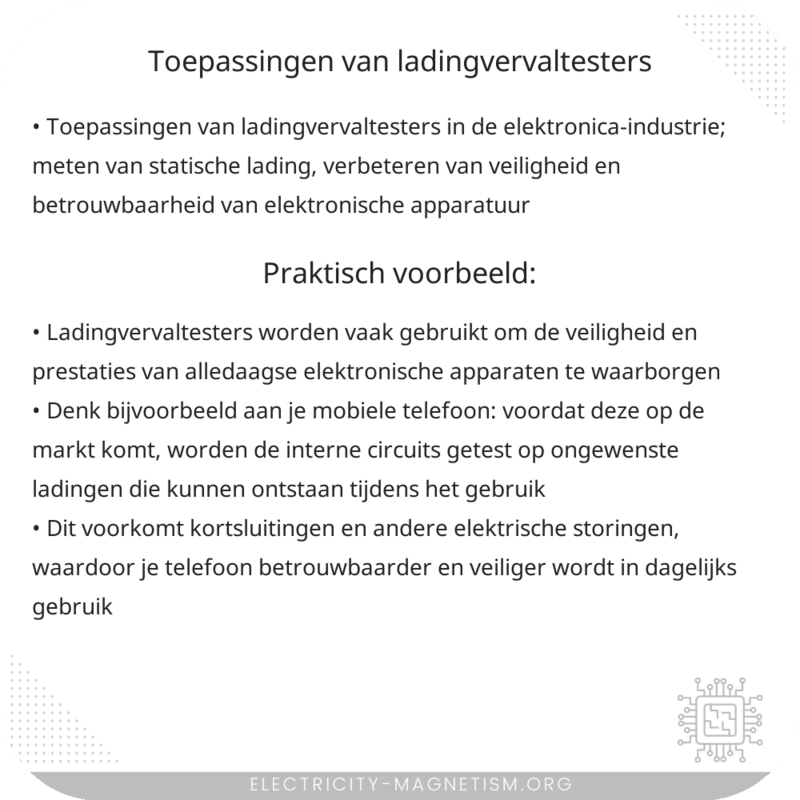 Toepassingen van Ladingvervaltesters