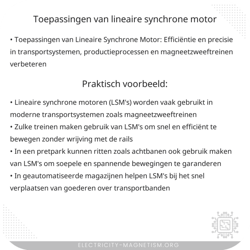 Toepassingen van Lineaire Synchrone Motor