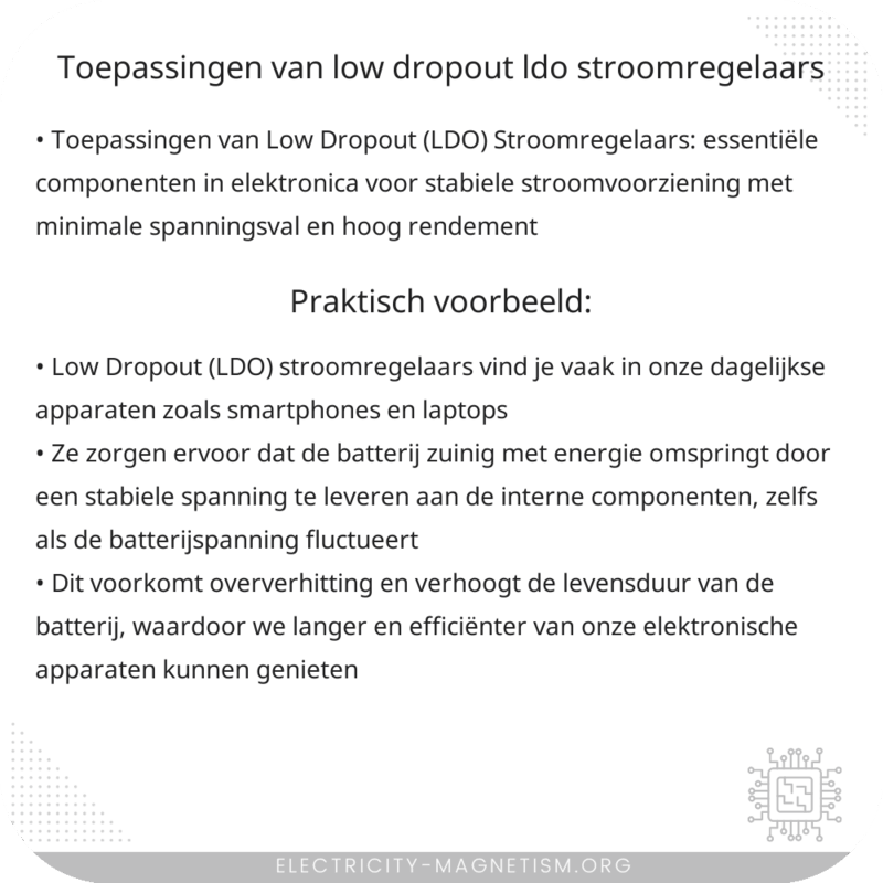 Toepassingen van Low Dropout (LDO) Stroomregelaars
