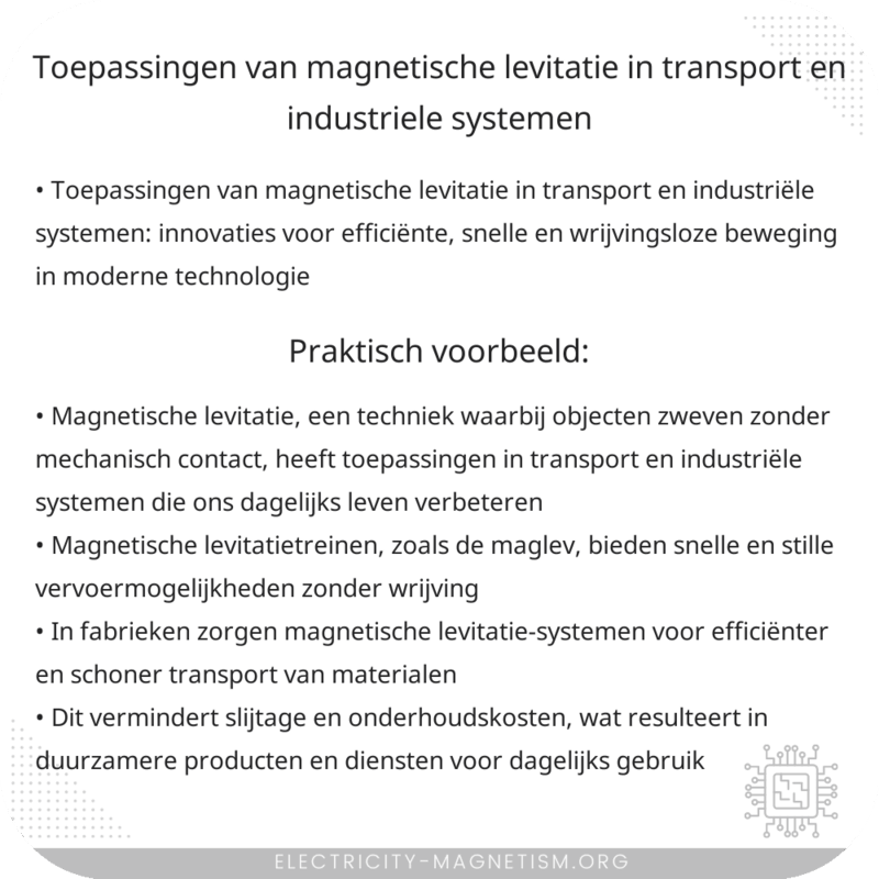 Toepassingen van magnetische levitatie in transport en industriële systemen