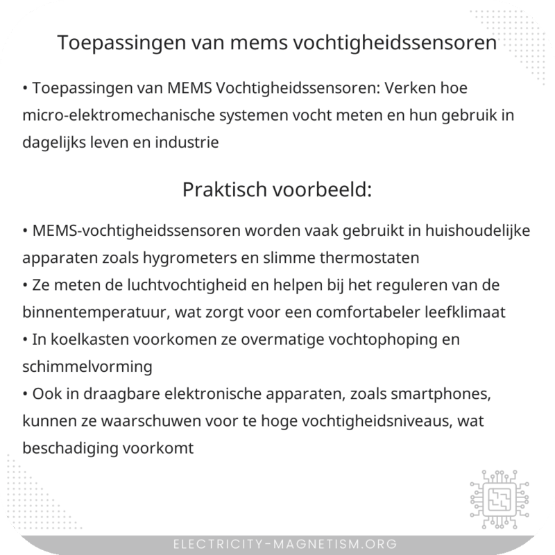 Toepassingen van MEMS Vochtigheidssensoren