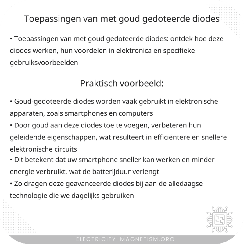 Toepassingen van met Goud Gedoteerde Diodes