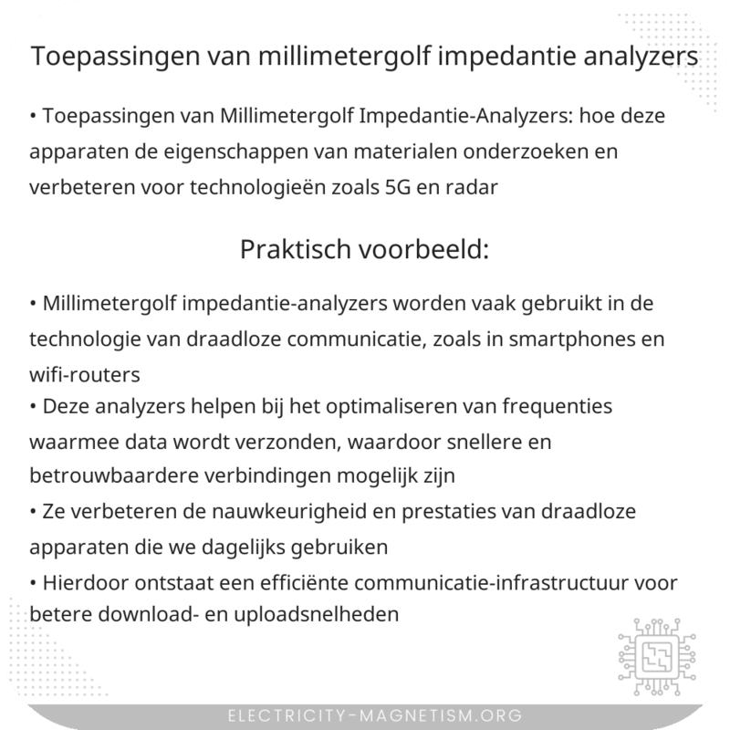 Toepassingen van Millimetergolf Impedantie-Analyzers